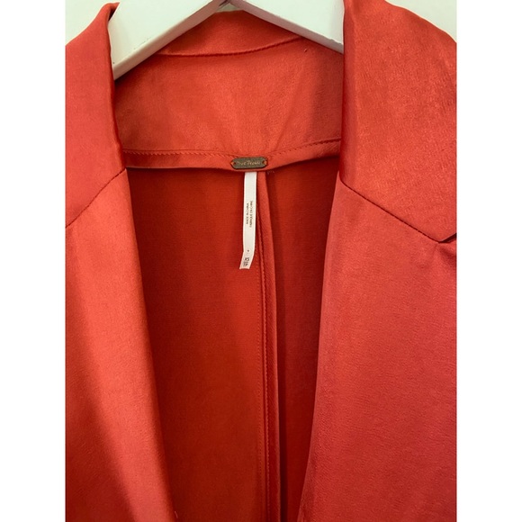 RARE! NEW! Free People Orange Rust Satin Blazer & Dress Slip - Picture 5 of 9